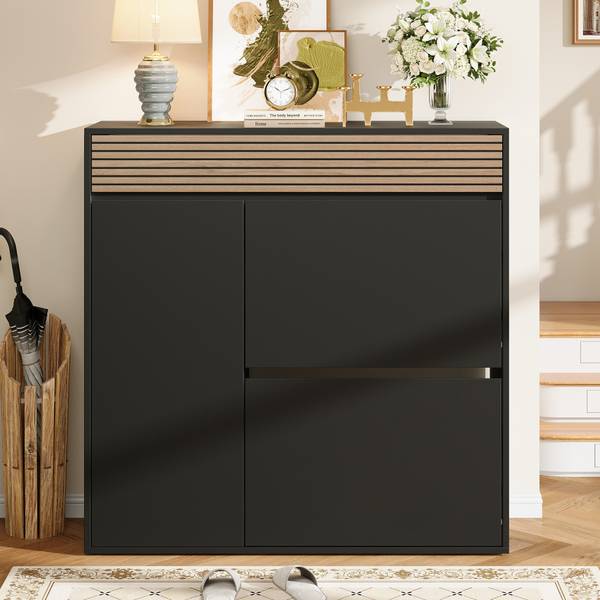 Schuhschrank Philotes Ⅰ Schwarz - Braun - Holzwerkstoff - 100 x 105 x 35 cm
