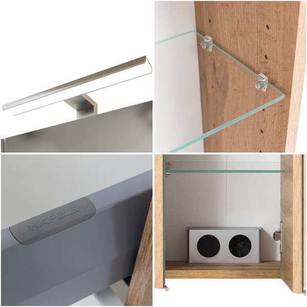 Badmöbel-Set VASTO-03-27 3er-Set Grau - Spiegelglas - 115 x 200 x 35 cm
