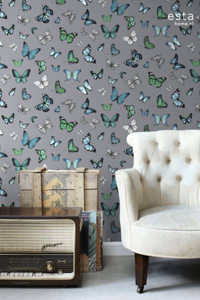 papier peint papillons 7106 Gris