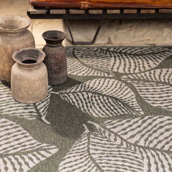 Recycelter Outdoor-Teppich Flora Grün - Textil - 200 x 1 x 290 cm
