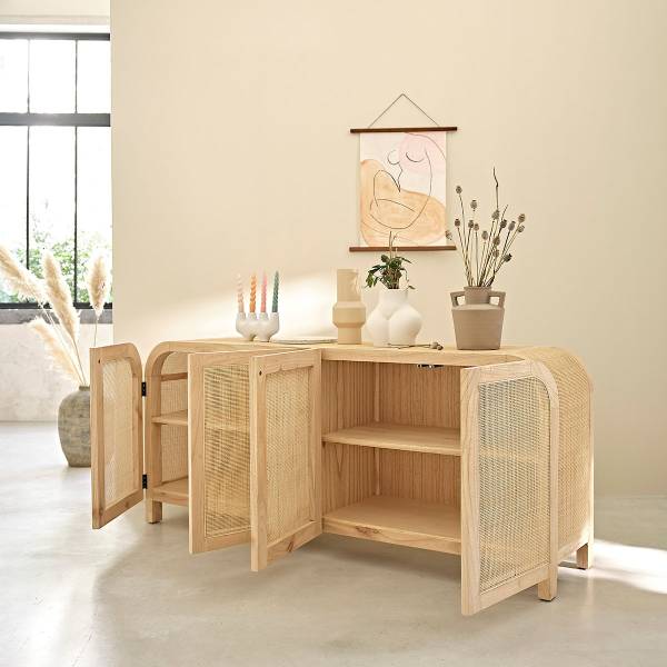 Buffet Beige - Massivholz - 190 x 80 x 45 cm