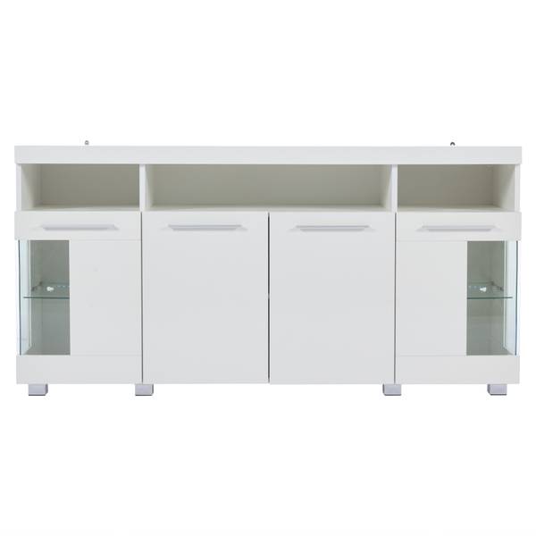 Sideboard Endymion Ⅰ Weiß - Holzwerkstoff - Glas - 140 x 70 x 40 cm