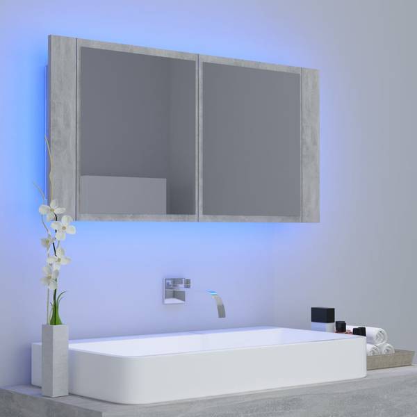 LED Spiegelschrank 3008766 Grau - Holzwerkstoff - 90 x 45 x 12 cm