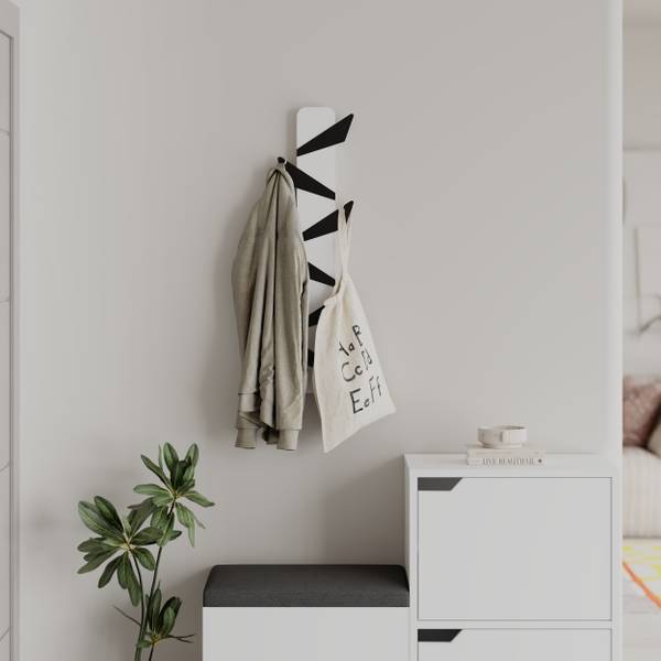 Wandgarderobe Holz Alesta Aufhänger Weiß Weiß