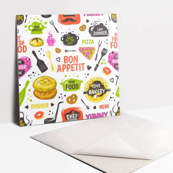 Zelfklevende Tegels Appetit set van 9 polyester-PVC - 30 x 30 x 1 cm