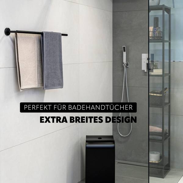 Badetuchstange Piazza inkl. Klebe Set Schwarz