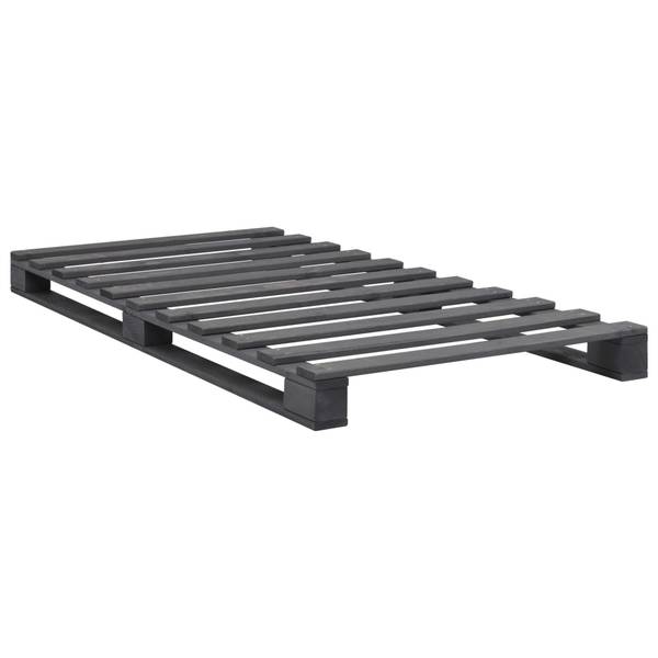Bettgestell DE653 Grau - Massivholz - 100 x 14 x 100 cm