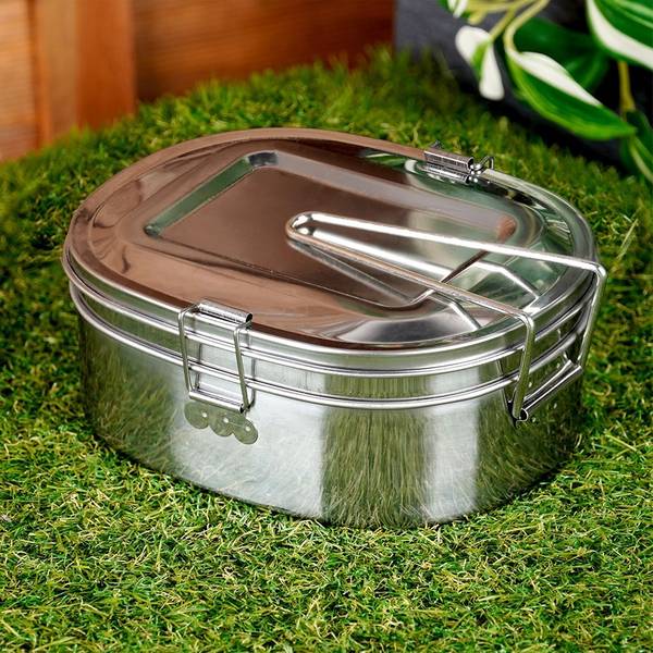 Lunchbox aus Edelstahl 2-tlg. Set Silber - Edelstahl - 15 x 7 x 19 cm