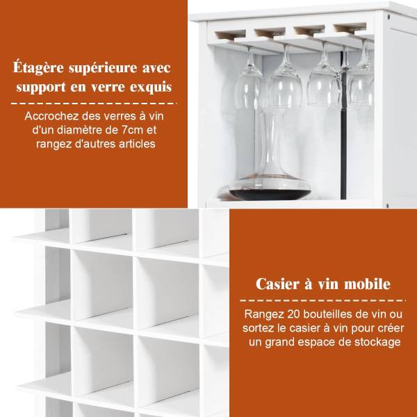 Casier à Vin TI73361ITFR Blanc - Bois manufacturé - 25 x 96 x 42 cm