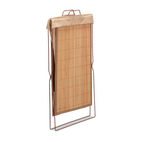 Wäschekorb Bambus mit Gestell Braun - Polyester - Stahl - 38 x 61 x 22 cm
