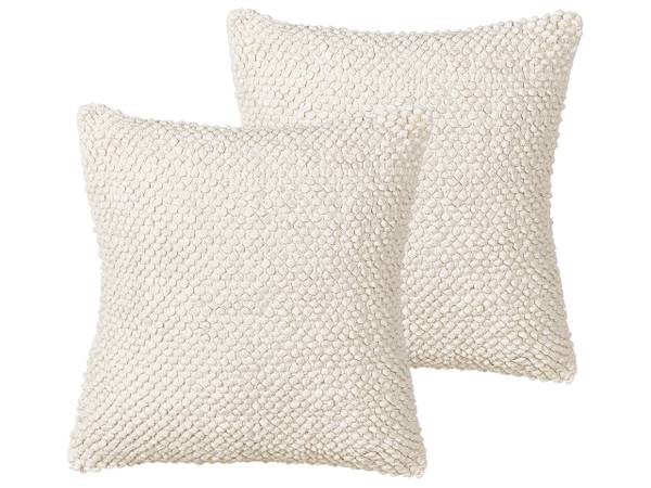 Dekokissen JOARA 2-tlg Beige - Naturfaser - 45 x 10 x 45 cm