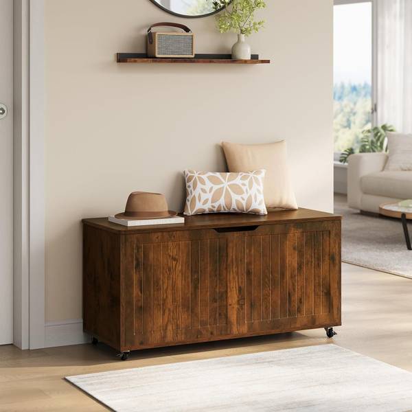 Sitzbank SUB004 mit Stauraum Braun - Holzwerkstoff - 100 x 50 x 40 cm