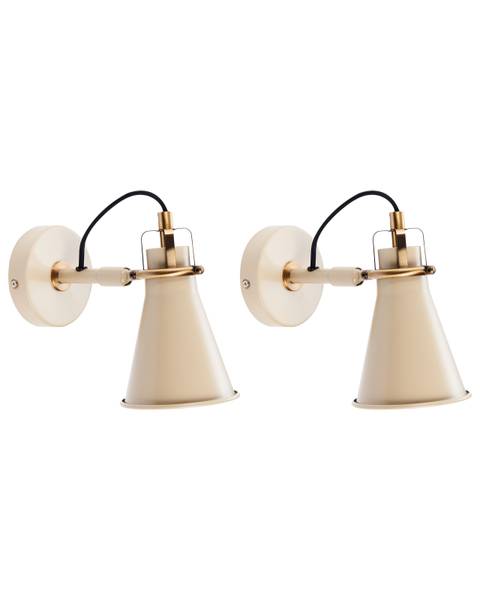 Wandlampen MOYOLA 2-tlg Beige - Gold - Bambus - 11 x 19 x 22 cm