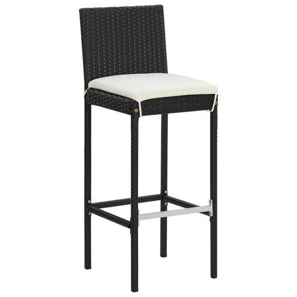 Barhocker 6er Set D8527 Schwarz - Rattan - 44 x 108 x 40 cm