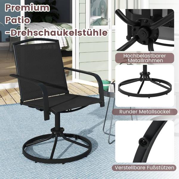 Gartenstühle ZB34379PW-4DE(2er Set) Schwarz - Metall - 56 x 93 x 66 cm