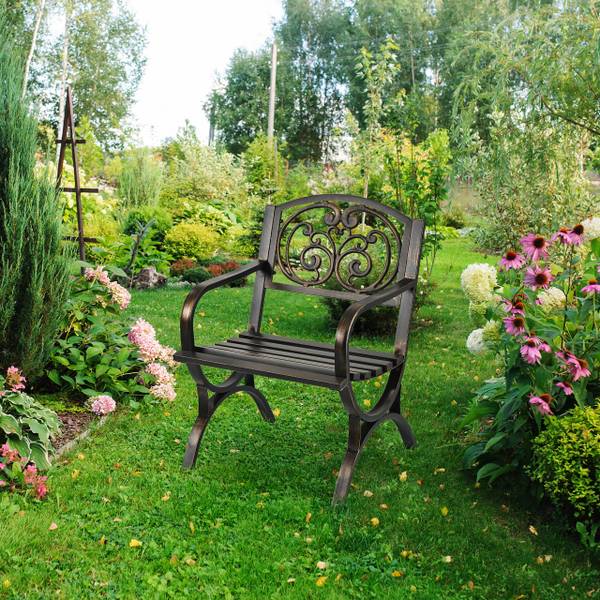 Chaise de jardin vintage en métal Noir - Doré