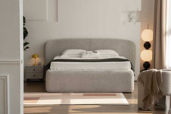 Boxbett ART DECO Beige - Grau - Bouclé - Polyester - 245 x 125 x 210 cm