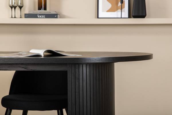 Essgruppe Bianca + Velvet (5-teilig) Schwarz - Samt - 200 x 75 x 90 cm