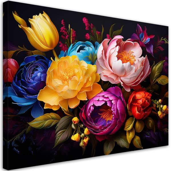 Wandbild pfingstrosen und tulpen 100 x 70 cm