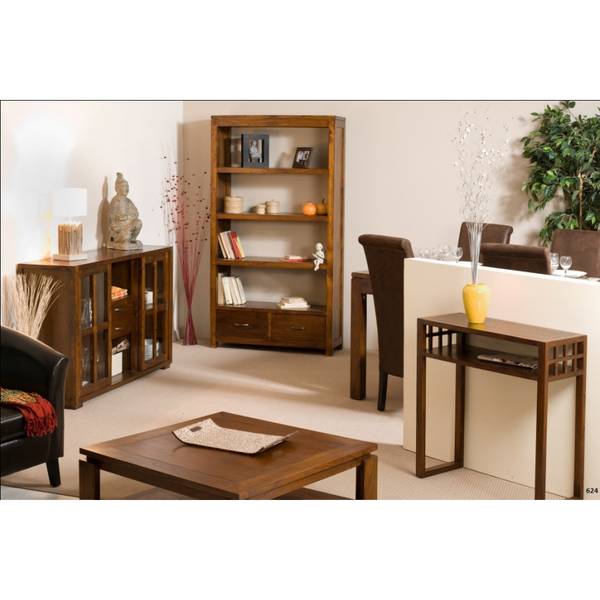 Console rectangulaire 1 étagère en mindi Marron - En partie en bois massif - 30 x 76 x 80 cm