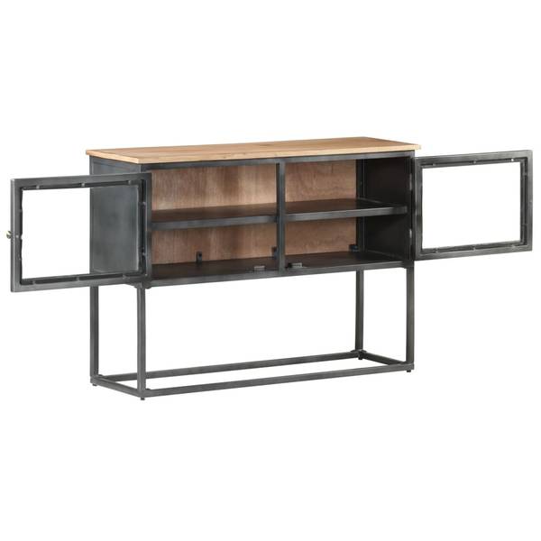 Sideboard 323502 Grau - Glas - Metall - Massivholz - 100 x 70 x 30 cm