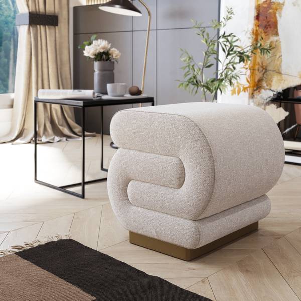 Fußbank Sally Beige - Baumwollstoff - Polyester - Polyethylen - 40 x 42 x 42 cm