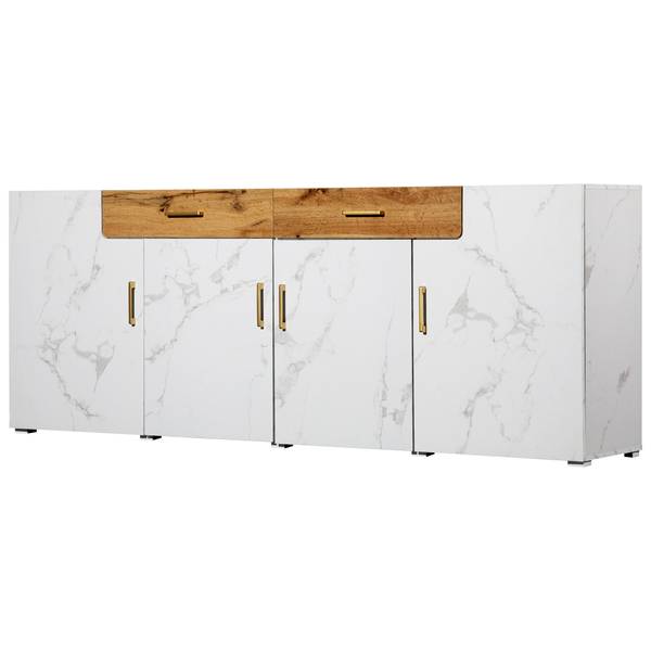 Sideboard Emma Weiß - Holzwerkstoff - Metall - 208 x 80 x 39 cm