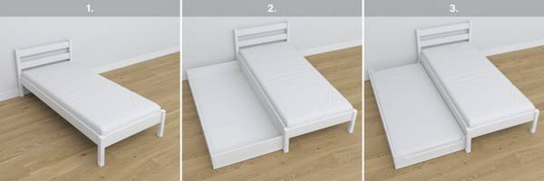 Einzelbett N01 mit Schublade Weiß - 128 x 198 cm