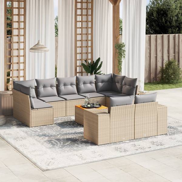 Garten-Lounge-Set 3035872-2 (10-teilig) Beige - Hellgrau