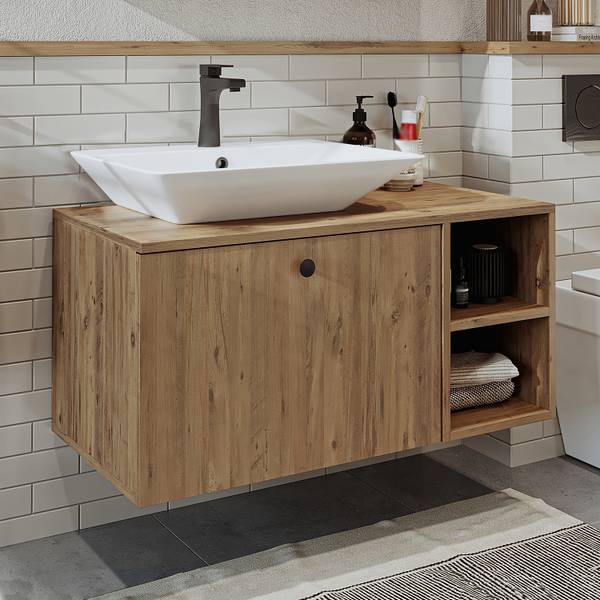 Badmöbel Set LOTUS-II-95 2-teilig Braun - Holzwerkstoff