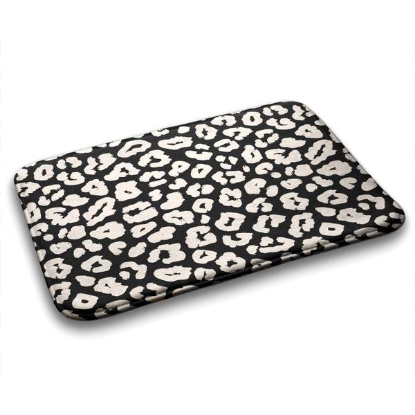 Badteppich Leopardenmuster Schwarz - Polyester - 75 x 45 x 75 cm