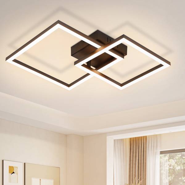 LED Deckenleuchte Brühl Schwarz - Kunststoff - 35 x 7 x 35 cm