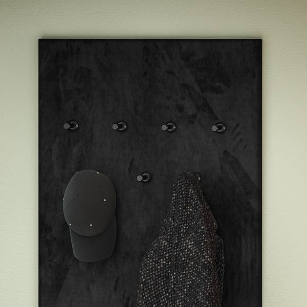 Garderobenpaneel VINICA-131-8 Schwarz - Holzwerkstoff - 60 x 153 x 3 cm