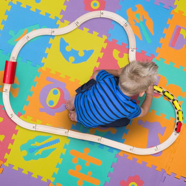 Puzzlematte Roboterteile Blau - Grün - Orange - Kunststoff - 32 x 1 x 32 cm