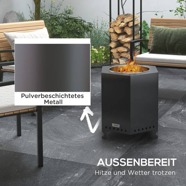 Feuerschale 842-330V00BK Schwarz - Metall - 39 x 47 x 45 cm