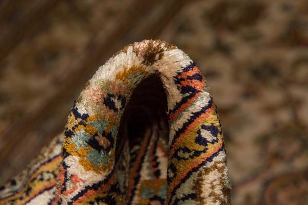 Handgeknüpft Kurzflorteppiche Beige - Seide - 124 x 1 x 184 cm