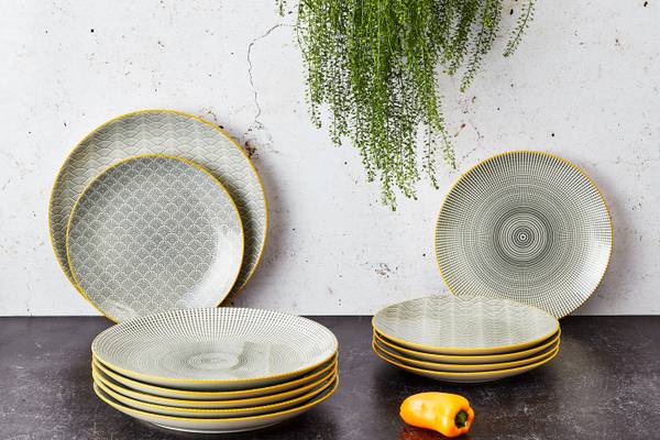 Ensemble d'assiettes PATTERN Ø21cm Gris - Céramique - 21 x 3 x 21 cm