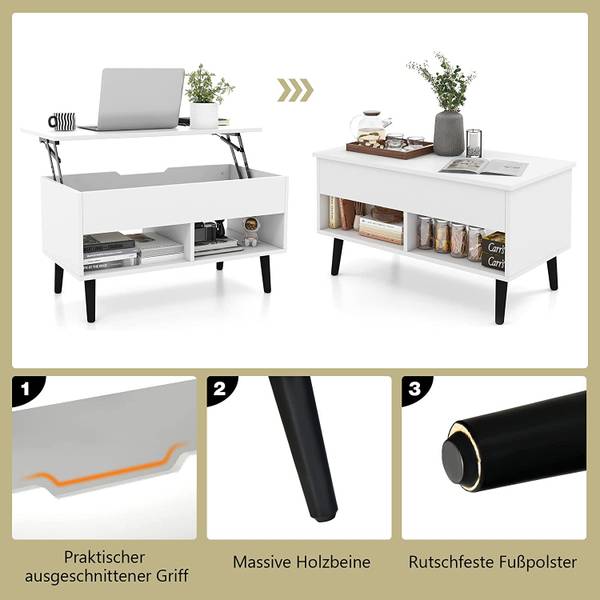 Couchtisch höhenverstellbar, Sofatisch Weiß