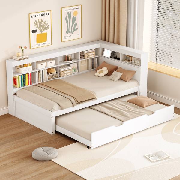 Schlafsofa-BB1036 Weiß - Massivholz - 116 x 93 x 223 cm