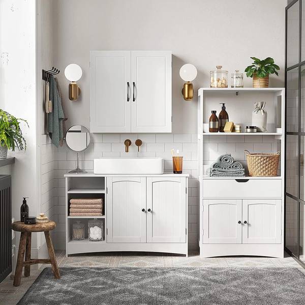 Waschbeckenunterschrank Freetown Weiß - Holzwerkstoff - 30 x 60 x 90 cm