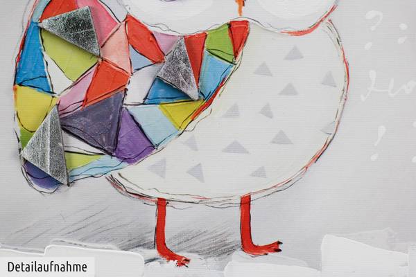 Impression sur toile Hibou Momo Coton - 25 x 25 x 4 cm