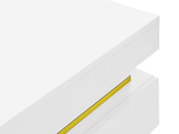 Salontafel Ourea Ⅳ wit glas - hoogglans wit - goud - wit