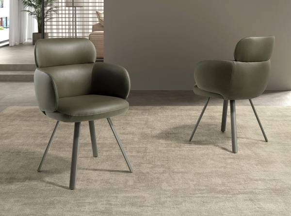 Drehstuhl 4202 Grün - Polyester - Edelstahl - Vinyl - 59 x 84 x 66 cm
