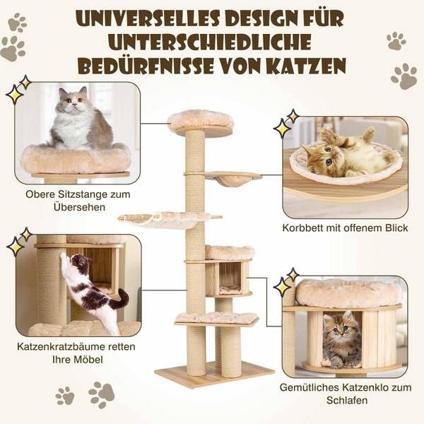 Kratzbaum PV10027BE Beige - Holzwerkstoff - 56 x 191 x 75 cm