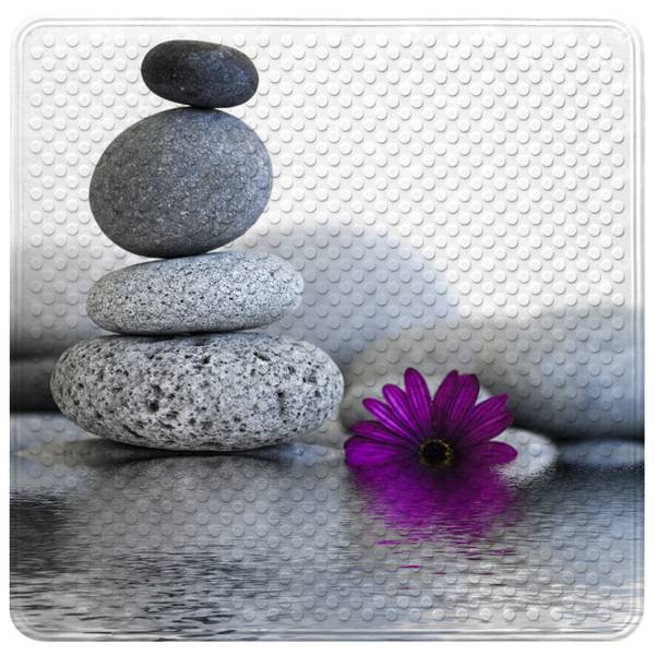 Badematte Energy Stones Schwarz - Grau - Violett - Polyester PVC - 53 x 1 x 53 cm