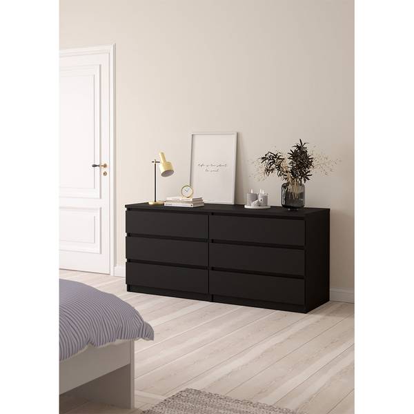 Kommode Naia Schwarz - Holz teilmassiv - 154 x 68 x 50 cm