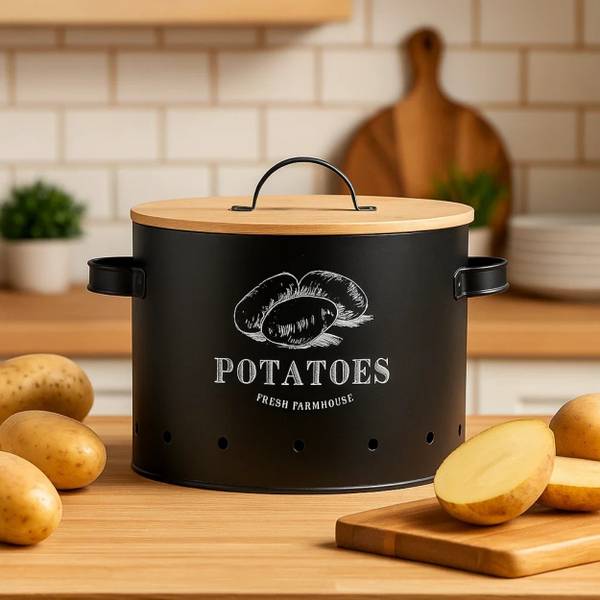 Kartoffelbehälter 10892 Schwarz - Metall - 23 x 28 x 22 cm