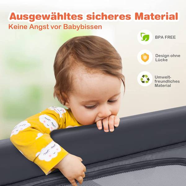 Baby Laufstall Laufgitter Grau - Textil - 120 x 68 x 120 cm