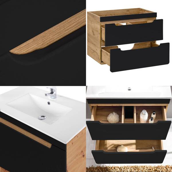 Badmöbel-Set NEW-LUTON-119 4er-Set Grau - Holzwerkstoff - 130 x 200 x 46 cm