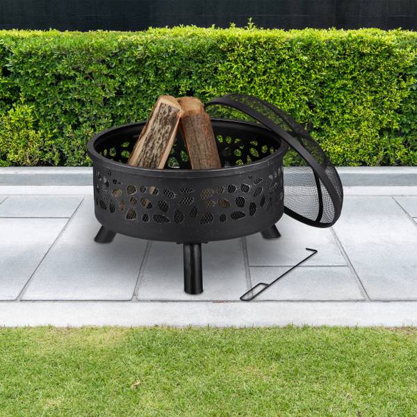 Vuurschaal met barbecue zwart - zilver - staal - 60 x 51 x 60 cm